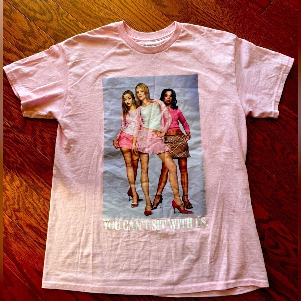 Mean Girls “you can’t sit with us” tshirt in light pink. Oversized shirt. Size m